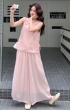 Xandra 2-Piece Pink Jacquard Cheongsam Set