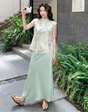 Majesty 2-Piece Embroidered Satin Cheongsam Set