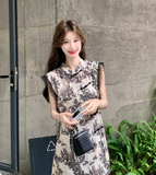 Arcturus 2-Piece Ink Print Lace Cheongsam Set