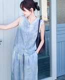 Tina 2-Piece Lace Tie-Dye Vest Set Cheongsam