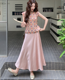 Orchid 2-Piece Floral Satin Cheongsam Set