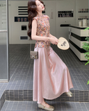 Orchid 2-Piece Floral Satin Cheongsam Set