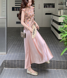 Orchid 2-Piece Floral Satin Cheongsam Set