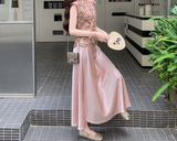 Orchid 2-Piece Floral Satin Cheongsam Set