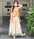 Modiste 2-Piece Embroidered Top and Pants Cheongsam