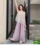 Wilhelmina 2-Piece Sequined Embroidered Vest Set Cheongsam