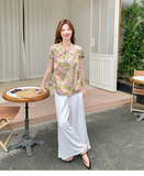 Dazzle 2-Piece Printed Cheongsam Top Set