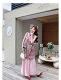 Ruby 2-Piece Floral Print Vest Set Cheongsam
