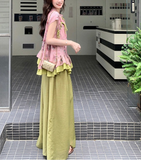 Cassiopeia 2-Piece Pink Jacquard Cheongsam Set