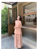 Citrine 2-Piece Pink V-Neck Cheongsam Set