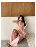 Citrine 2-Piece Pink V-Neck Cheongsam Set