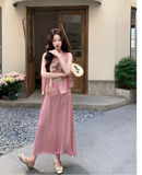 Preeminent 2-Piece Pink Embroidered Cheongsam Set