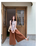 Gabriella 2-Piece Caramel Sleeveless Top Set Cheongsam