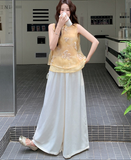 Elisabetta 2-Piece Embroidered Sleeveless Cheongsam Set