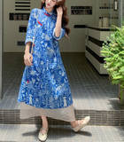 Lorelei Blue Floral Print Cheongsam Dress