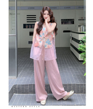 Zinnia 2-Piece Mesh Vest and Pants Set Cheongsam