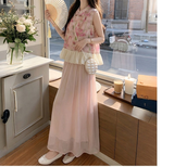 Tulle 2-Piece Dyed Top Cheongsam Set