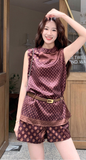 Ginevra 2-Piece Vintage Polka Dot Set Cheongsam