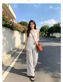 Pyrite 2-Piece Lace Top and Striped Pants Cheongsam