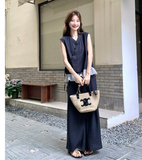 Finale 2-Piece Ruffle Top Wide-Leg Pants Cheongsam