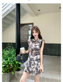 Arcturus 2-Piece Ink Print Lace Cheongsam Set