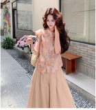 Delphine 2-Piece Floral Print Vest Wide-Leg Pants Cheongsam
