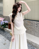 Agate 2-Piece Beige Lace Cheongsam Set