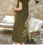 Daphne Linen Abstract Print Cheongsam Dress