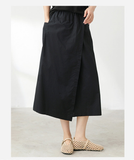 Sage Cotton High-Waist Skirt Cheongsam Pants