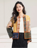 Yasmin Color-Block Polyester Short Cheongsam Coat