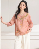 Veronica Embroidered Ramie Cheongsam Shirt