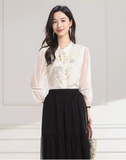 Guinevere Beige Embroidered Cheongsam Top