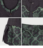 Kira 2-Piece Black Green Pattern Cheongsam Set