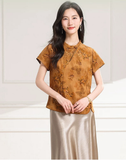 Scale Light Purple Pattern Silk Cheongsam Top