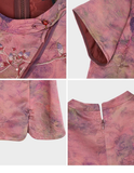 Scale Light Purple Pattern Silk Cheongsam Top
