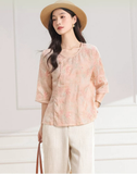 Sana Ramie Floral Cheongsam Top
