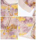 Twilight Loose Fit Yellow Purple Cheongsam Top