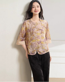 Twilight Loose Fit Yellow Purple Cheongsam Top