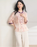 Venetia Purple Rice Flower Embroidered Cheongsam Top