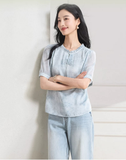 Ensemble Loose Polyester Short Sleeve Cheongsam Top