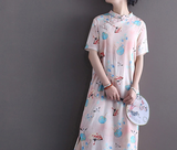 Meira Floral Print High-Slit Cheongsam Dress