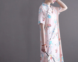 Meira Floral Print High-Slit Cheongsam Dress