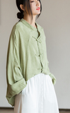 Undine Light Green Tie-Dye Cheongsam Cardigan