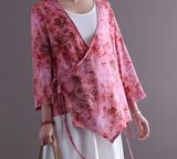 Ivory Linen Digital Print Cheongsam Top