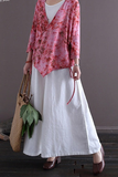 Ivory Linen Digital Print Cheongsam Top