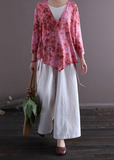 Ivory Linen Digital Print Cheongsam Top