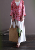 Ivory Linen Digital Print Cheongsam Top
