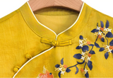 Wilhelmina Crabapple Yellow Ramie Cheongsam Dress
