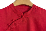 Serenity Crabapple Red Embroidered Cheongsam Dress