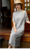 Eira Victory Gray A-Line Cheongsam Dress